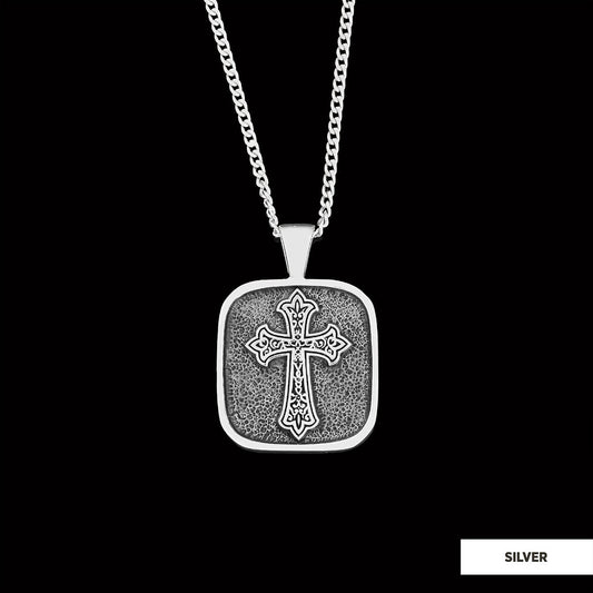 Specially Designed Silver Cross Pendants, Gold Plated Motif Cross Necklace, Square Cross Special Necklace Silver