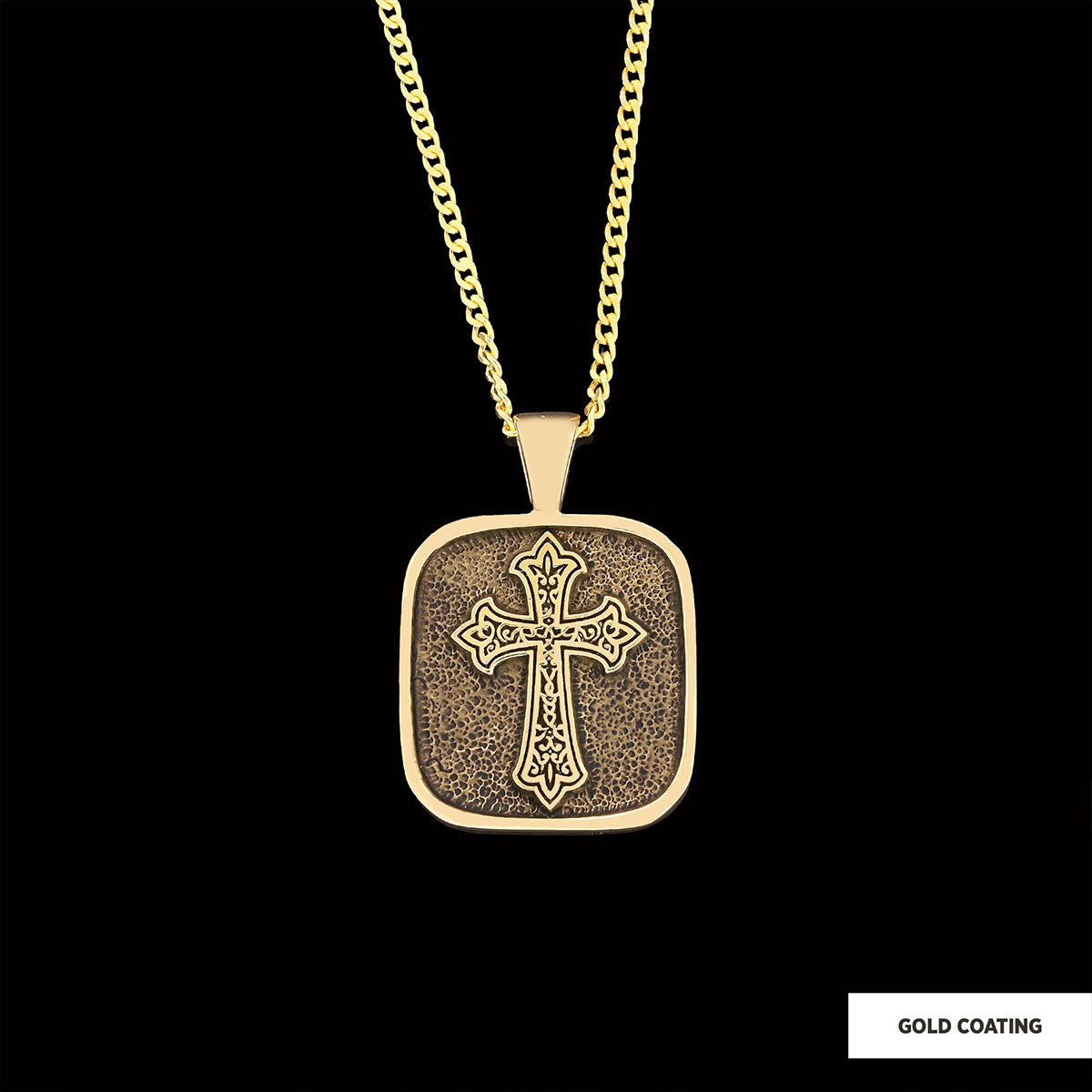 Specially Designed Silver Cross Pendants, Gold Plated Motif Cross Necklace, Square Cross Special Necklace by SWISS PLUS - Chr