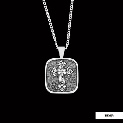 Specially Designed Silver Cross Pendants, Gold Plated Motif Cross Necklace, Square Cross Special Necklace by SWISS PLUS - Chr