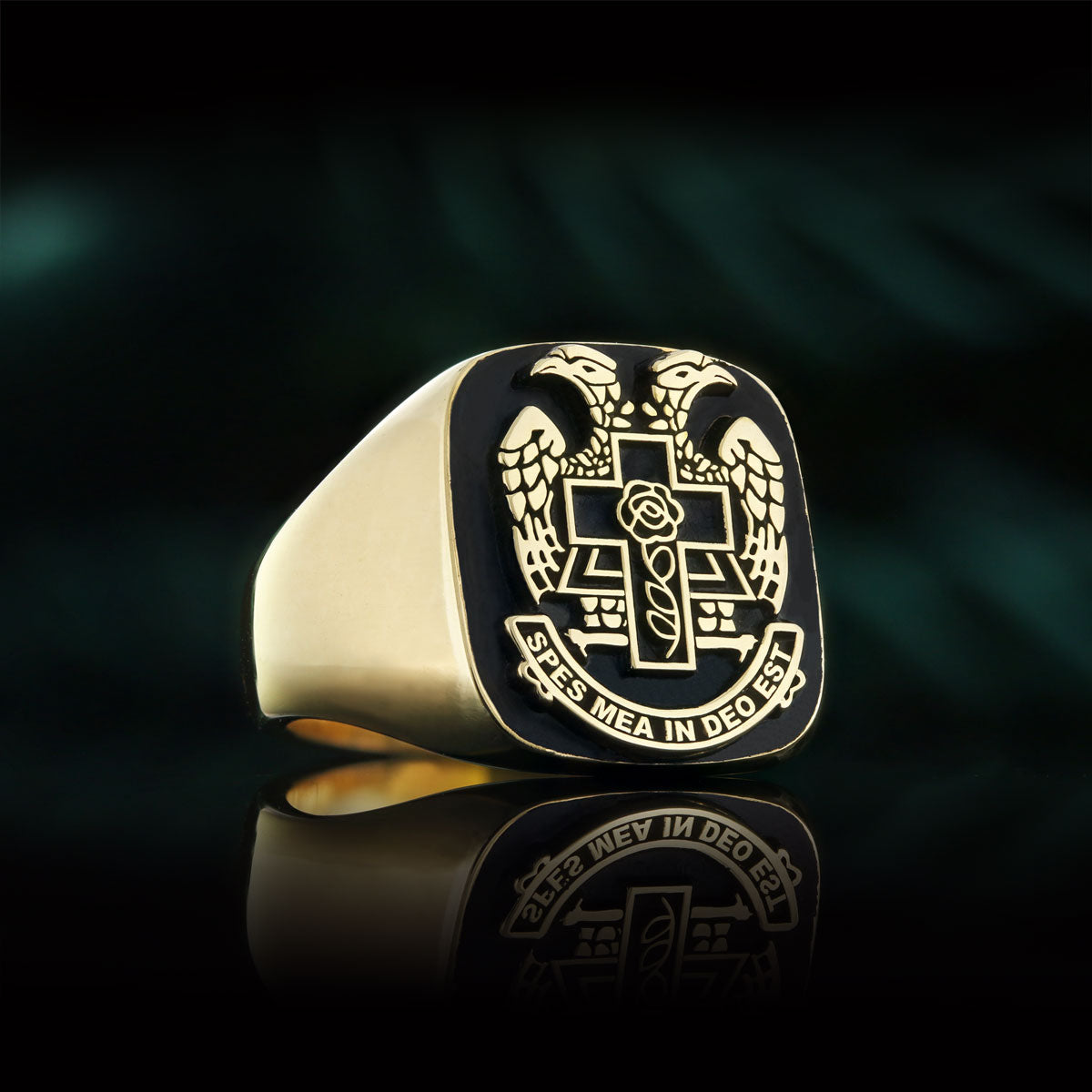 Spes Mea In Deo Est Masonic Ring, Freemasonic Ring, Master Mason Ring, Elegant Masonic Ring - view 1