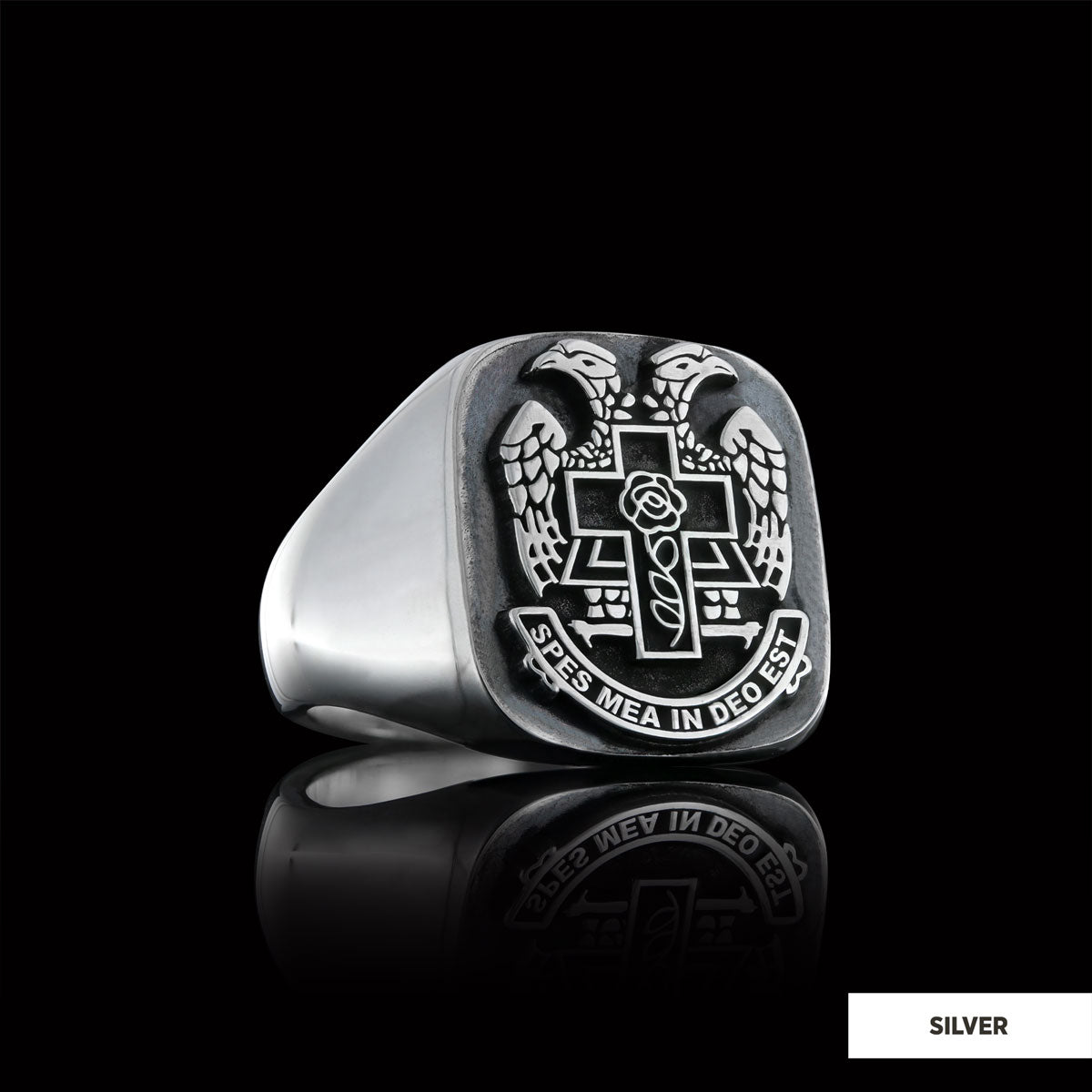 Spes Mea In Deo Est Masonic Ring, Freemasonic Ring, Master Mason Ring, Elegant Masonic Ring - view 3