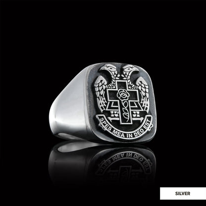 Spes Mea In Deo Est Masonic Ring, Freemasonic Ring, Master Mason Ring, Elegant Masonic Ring by SWISS PLUS - Mason Collection 
