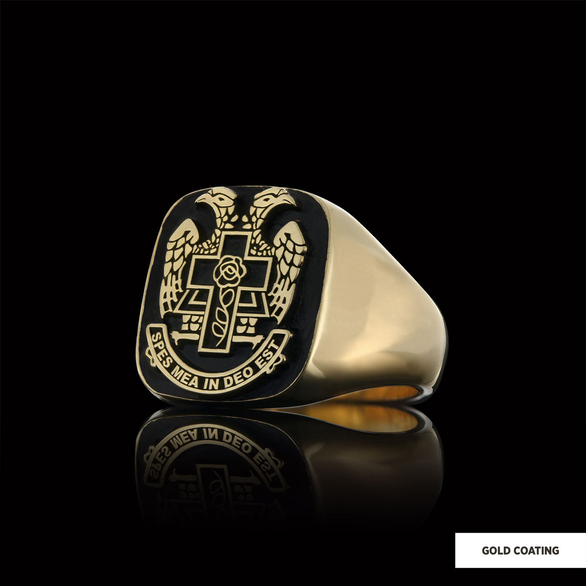 Spes Mea In Deo Est Masonic Ring, Freemasonic Ring, Master Mason Ring, Elegant Masonic Ring - view 4