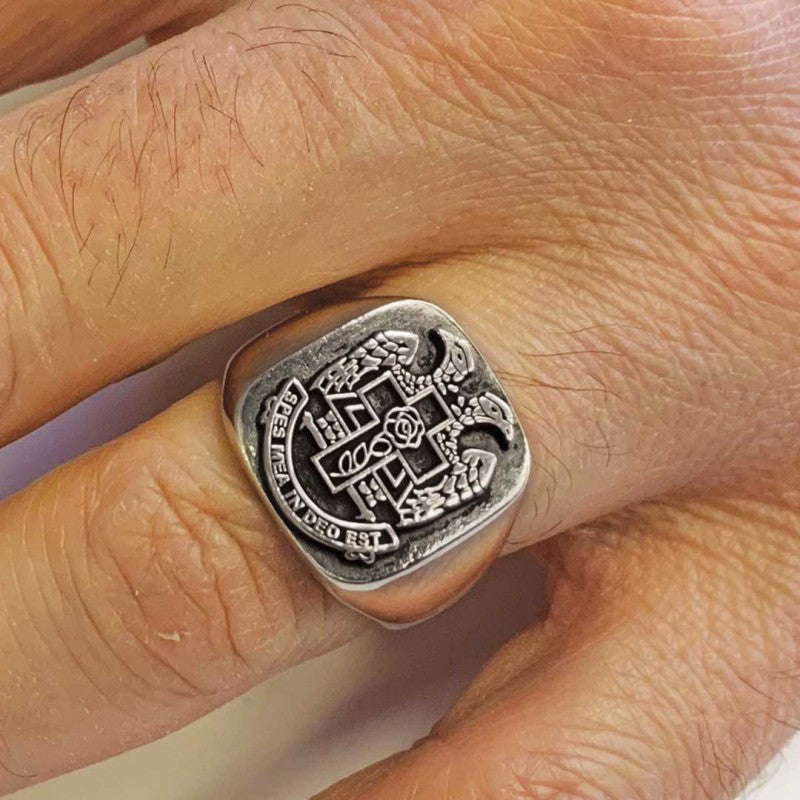 Spes Mea In Deo Est Masonic Ring, Freemasonic Ring, Master Mason Ring, Elegant Masonic Ring - view 5