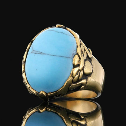 Turquoise Stone Silver Men Ring by SWISS PLUS - Unique Design Rings - view 4