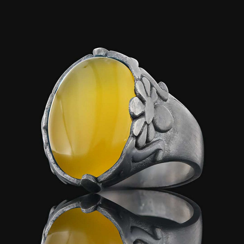 Turquoise Stone Silver Men Ring - view 5
