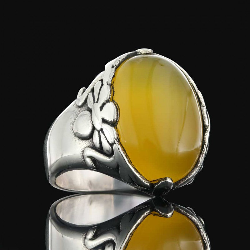Turquoise Stone Silver Men Ring - view 6