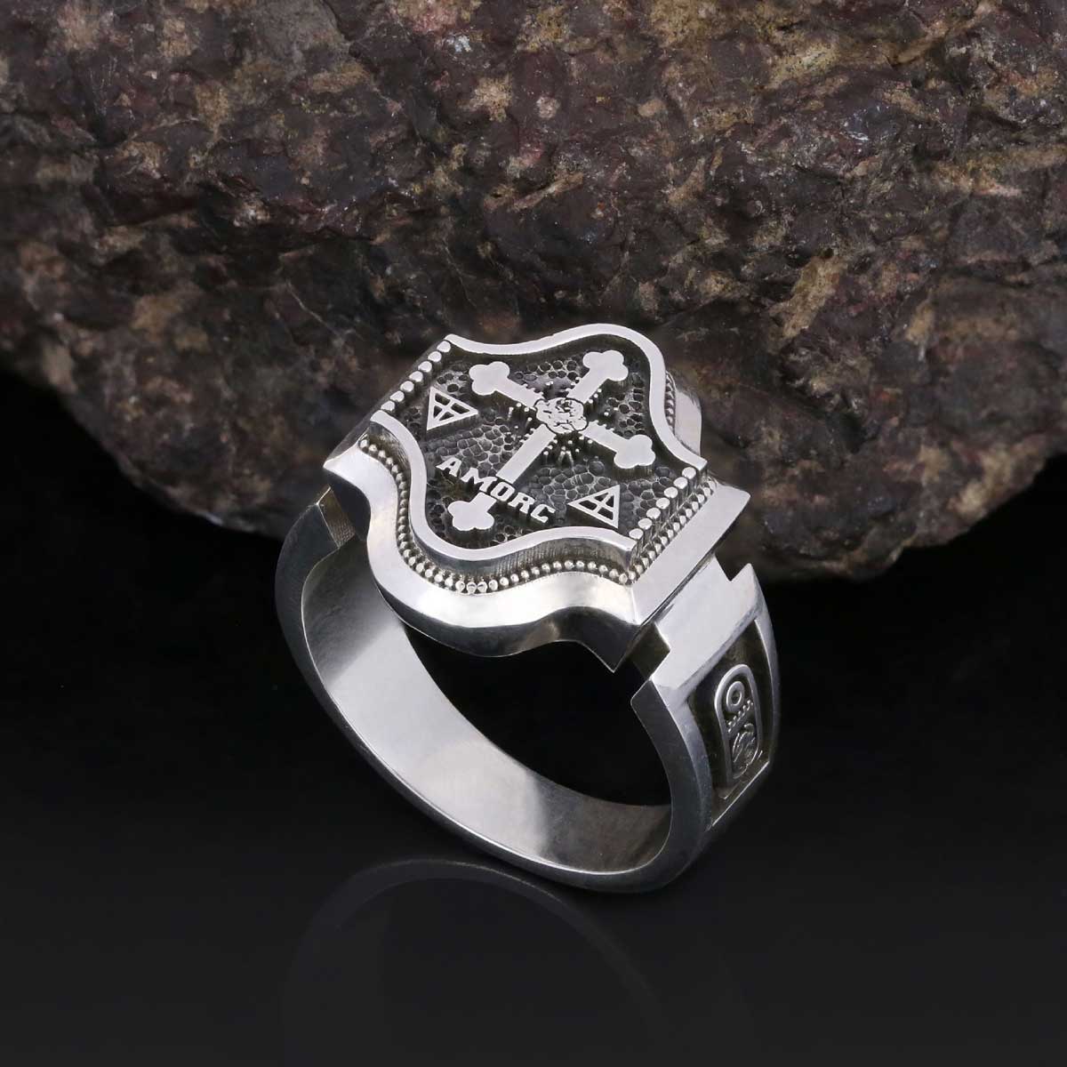 Spiritual Symbol of Ancient Ring, Rosicrucian Ring Amorc Ring, Custom Rousea Crucis Order Ring - view 1