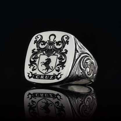 Square Celtic Design Engraved Family Ring by SWISS PLUS - Family Collection - view 3