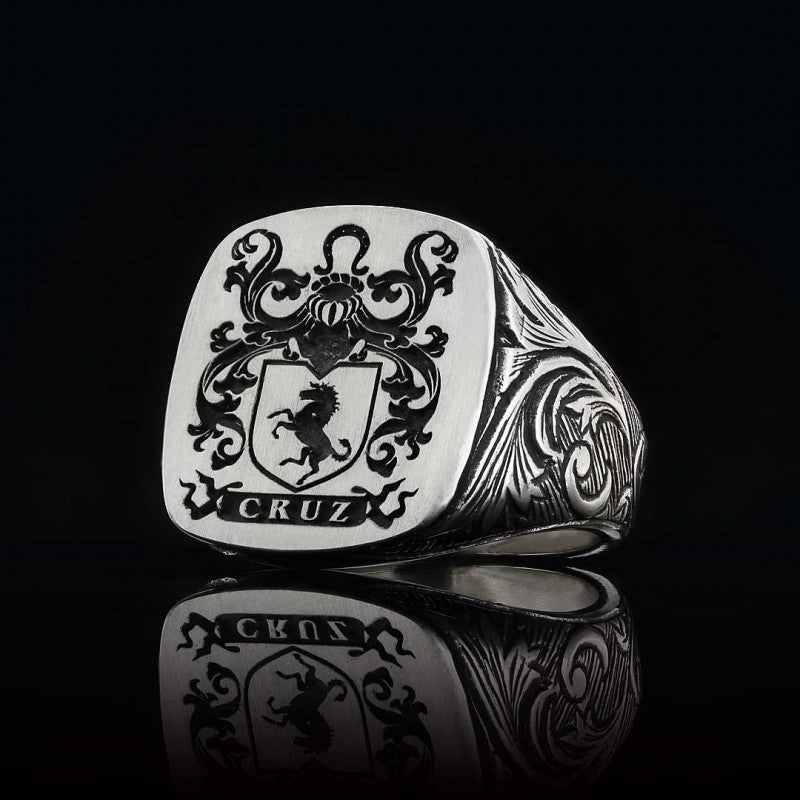 Square Celtic Design Engraved Family Ring