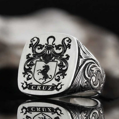 Square Celtic Design Engraved Family Ring by SWISS PLUS - Family Collection