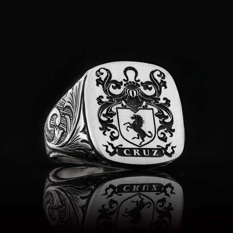 Square Celtic Design Engraved Family Ring by SWISS PLUS - Family Collection - view 2