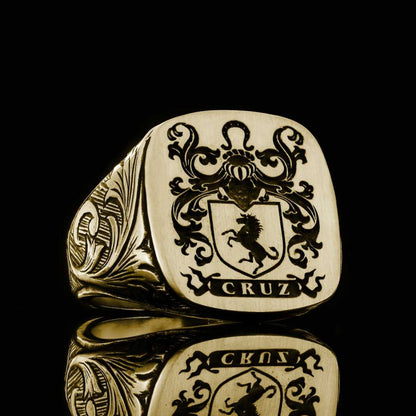Square Celtic Design Engraved Family Ring by SWISS PLUS - Family Collection - view 5