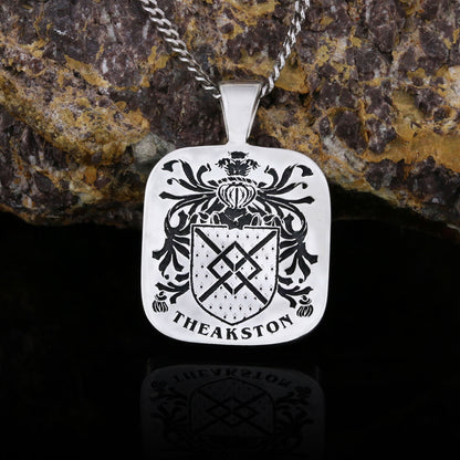 Square Engraved Family Crest Pendant by SWISS PLUS - Family Collection