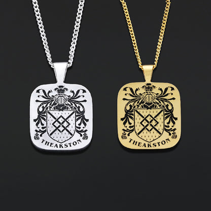 Square Engraved Family Crest Pendant by SWISS PLUS - Family Collection - view 3