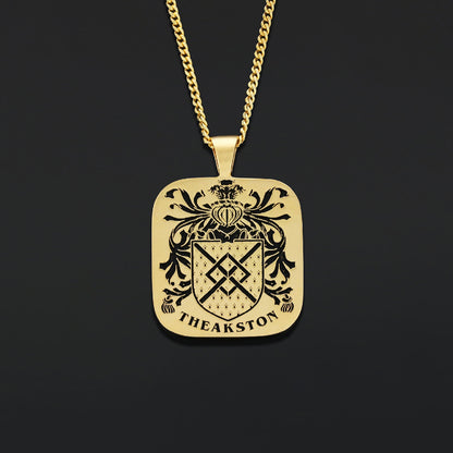 Square Engraved Family Crest Pendant by SWISS PLUS - Family Collection - view 4