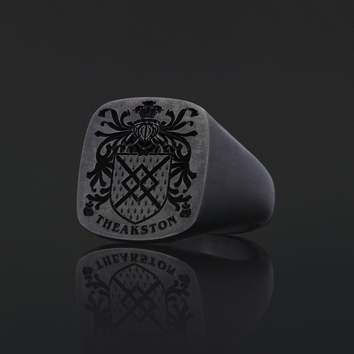 Square Engraved Family Crest Ring by SWISS PLUS - Family Collection - view 2