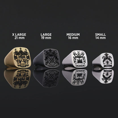 Square Engraved Family Crest Ring by SWISS PLUS - Family Collection - view 5