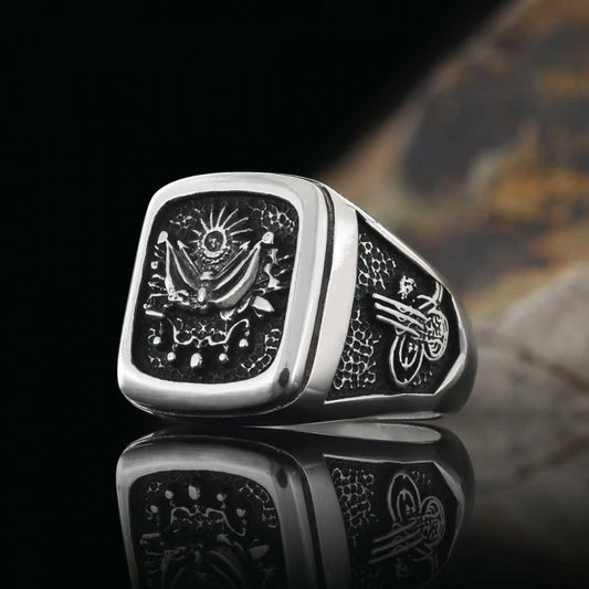 Square Ottoman State Coat of Arms Signet Ring Men - view 1