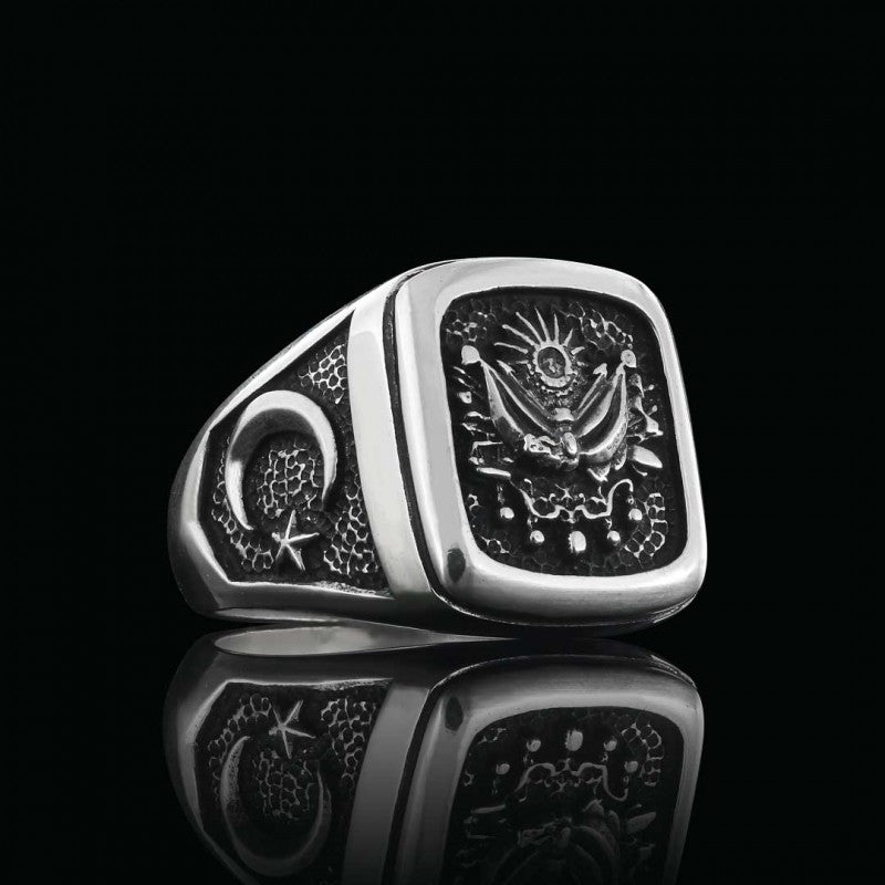 Square Ottoman State Coat of Arms Signet Ring Men by SWISS PLUS - Family Collection - view 2