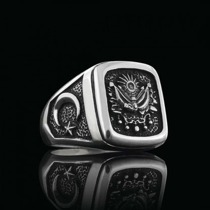 Square Ottoman State Coat of Arms Signet Ring Men by SWISS PLUS - Family Collection - view 2