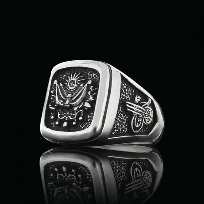 Square Ottoman State Coat of Arms Signet Ring Men by SWISS PLUS - Family Collection - view 3