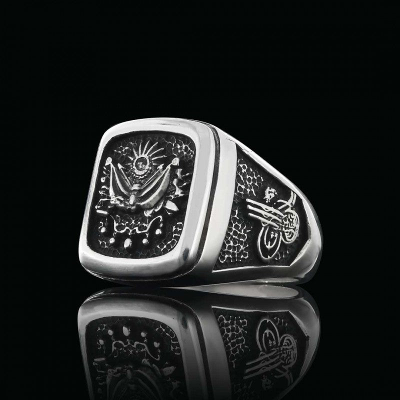 Square Ottoman State Coat of Arms Signet Ring Men