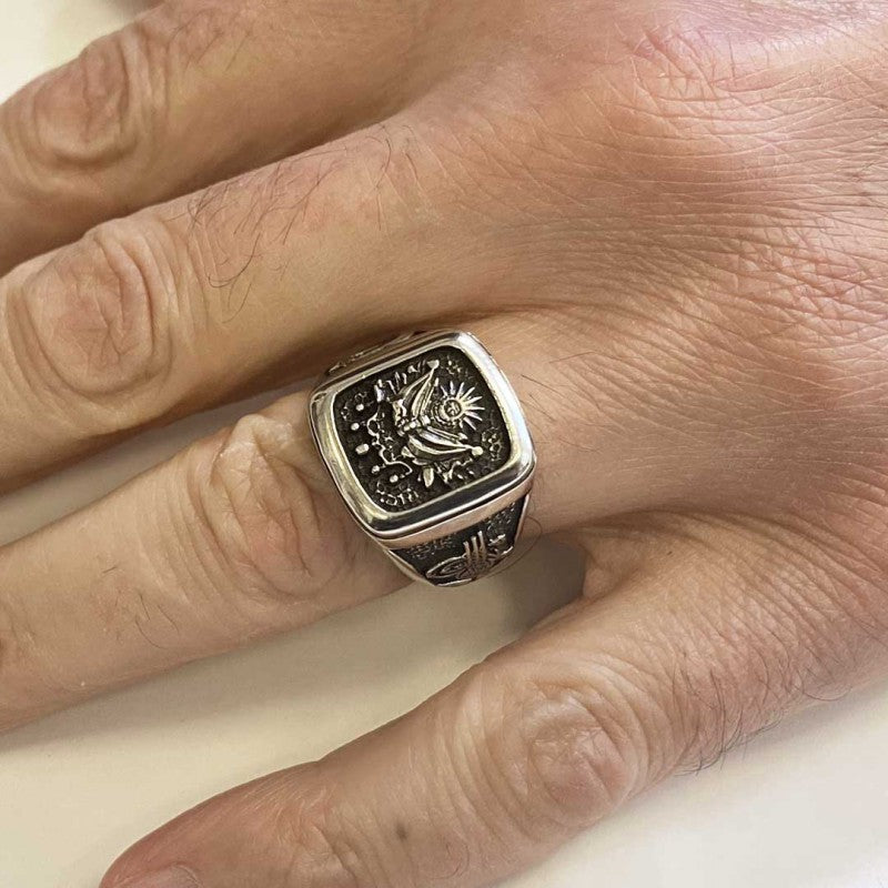 Square Ottoman State Coat of Arms Signet Ring Men