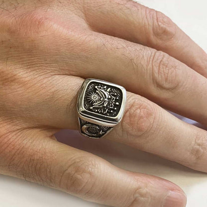 Square Ottoman State Coat of Arms Signet Ring Men by SWISS PLUS - Family Collection - view 5