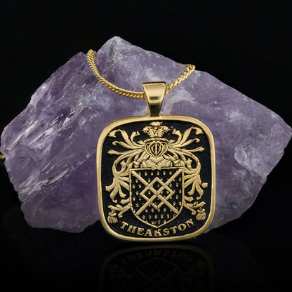 Square Raised Family Crest Pendant by SWISS PLUS - Family Collection