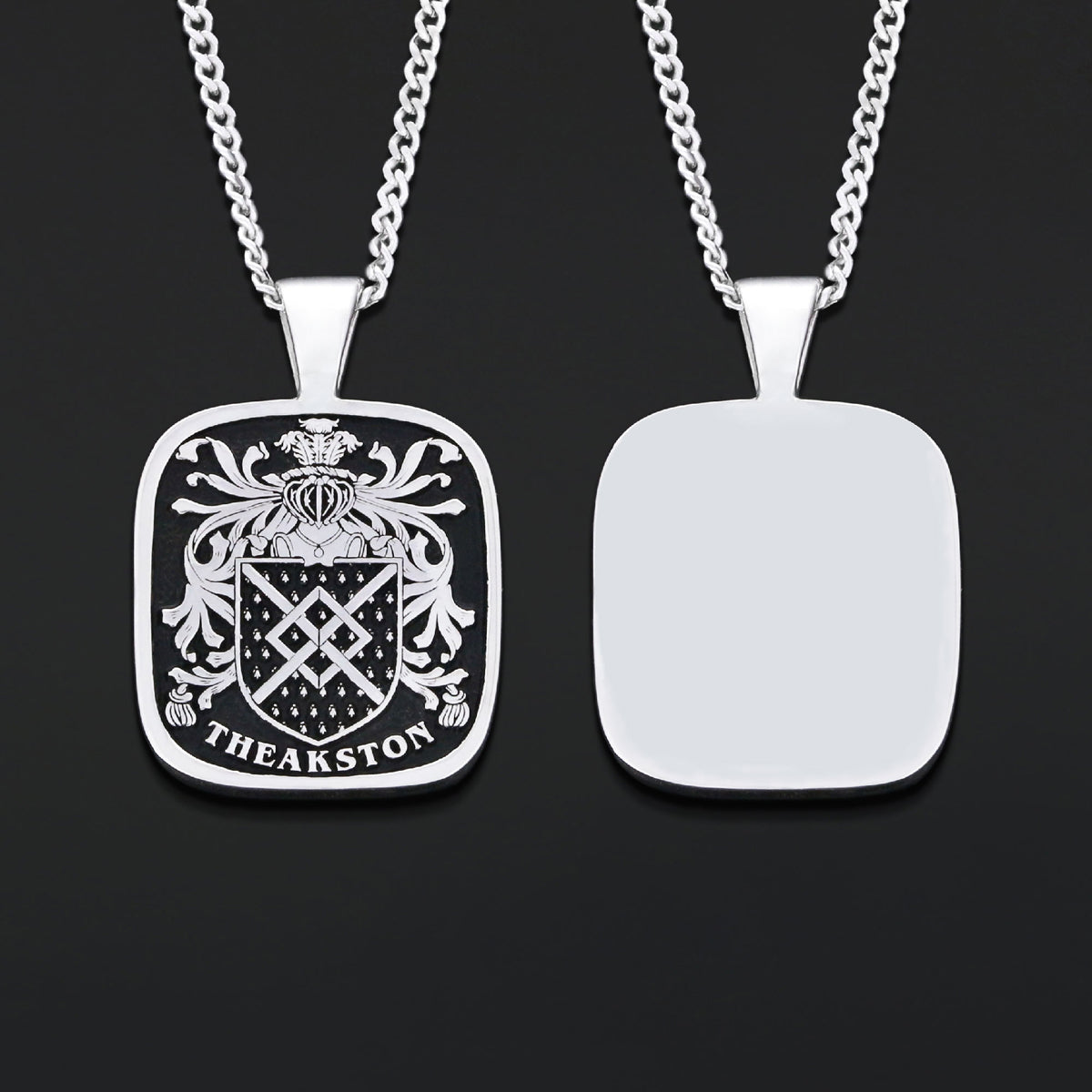 Square Raised Family Crest Pendant