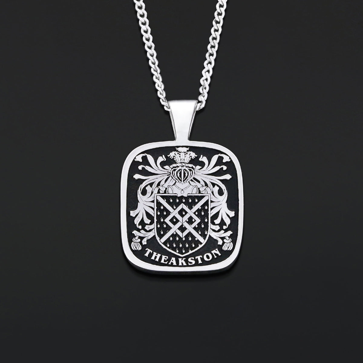 Square Raised Family Crest Pendant