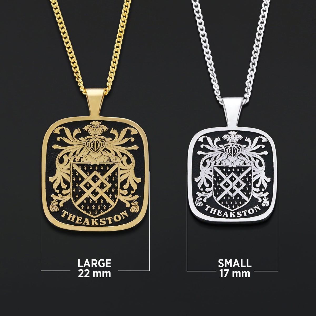 Square Raised Family Crest Pendant