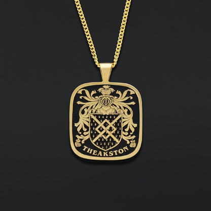 Square Raised Family Crest Pendant by SWISS PLUS - Family Collection - view 6