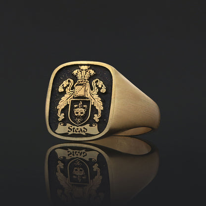 Square Raised Family Crest Ring by SWISS PLUS - Family Collection - view 4