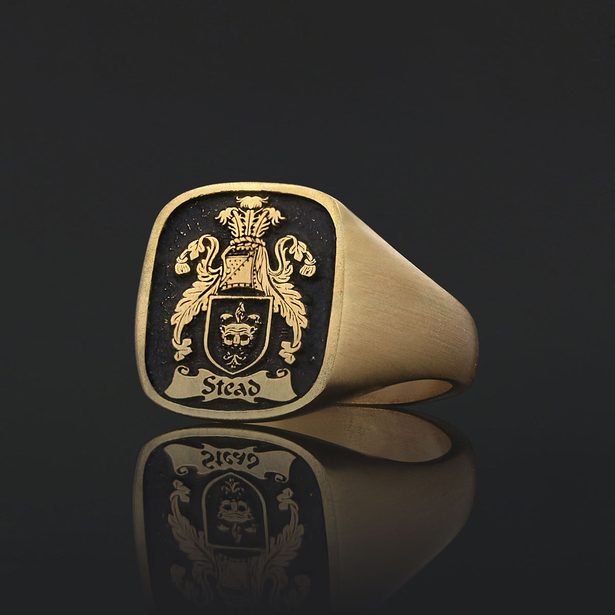 Square Raised Family Crest Ring