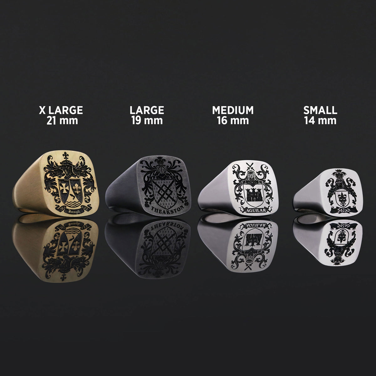 Square Raised Family Crest Ring
