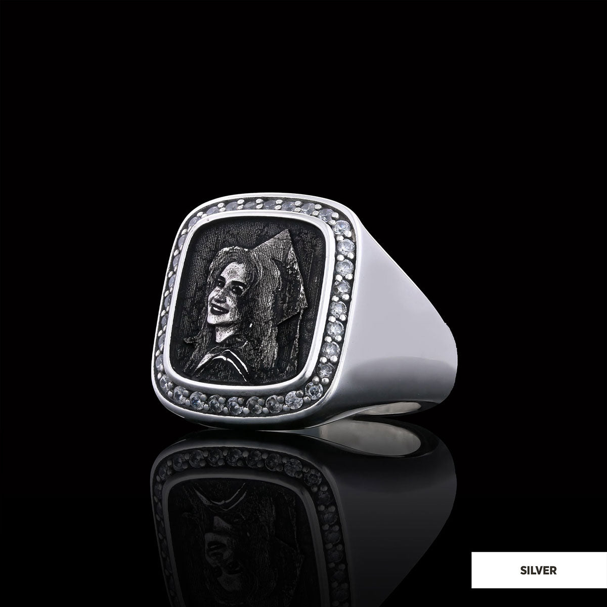 Square Stone Photo Ring, Personalized Photo Ring, Lover Gift Ring, Special Production Photo Ring - view 3