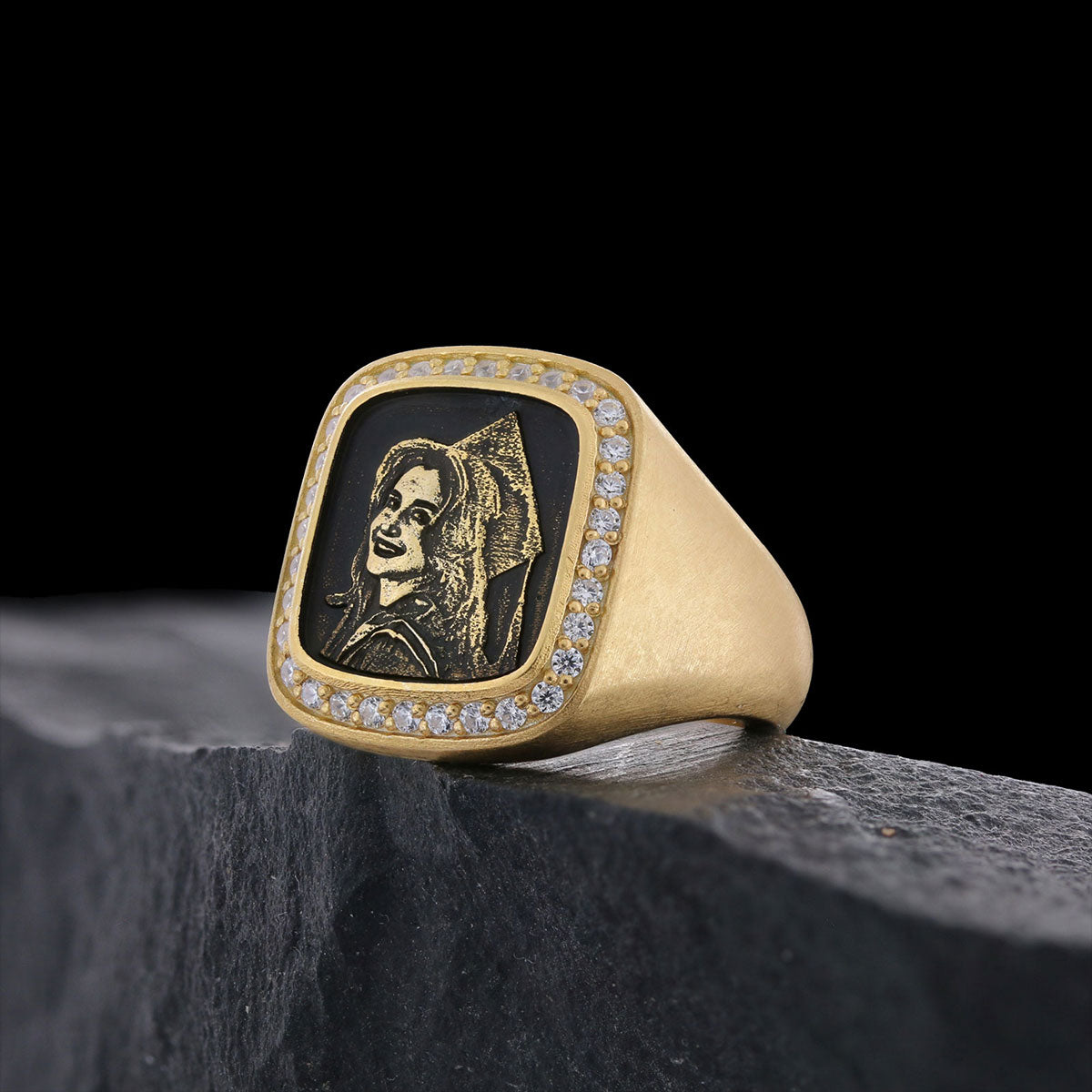 Square Stone Photo Ring, Personalized Photo Ring, Lover Gift Ring, Special Production Photo Ring - view 1