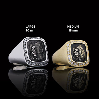 Square Stone Photo Ring, Personalized Photo Ring, Lover Gift Ring, Special Production Photo Ring by SWISS PLUS - Photo Collec