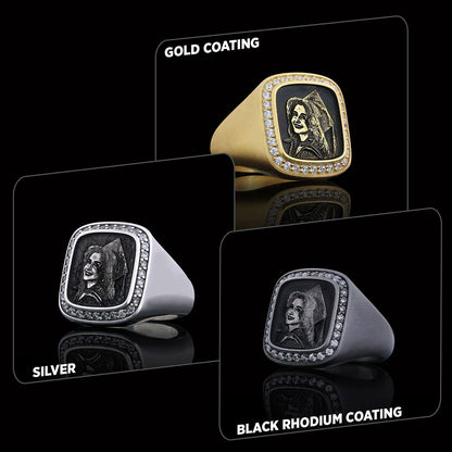 Square Stone Photo Ring, Personalized Photo Ring, Lover Gift Ring, Special Production Photo Ring by SWISS PLUS - Photo Collec
