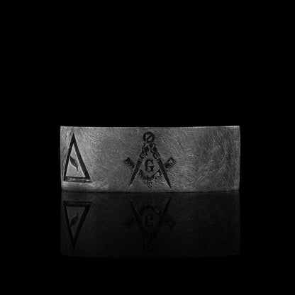 Engraved with Masonic Symbols Ring, Compasses Masonic Ring, Elegant Masonic Ring by SWISS PLUS - Mason Collection - view 4