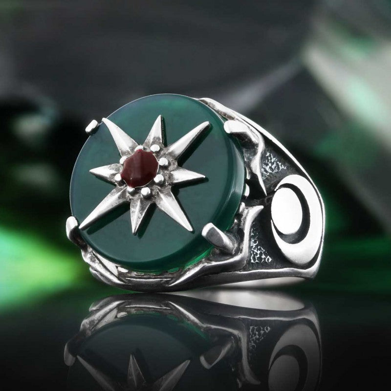 Star Motif Silver Men Ring - view 1