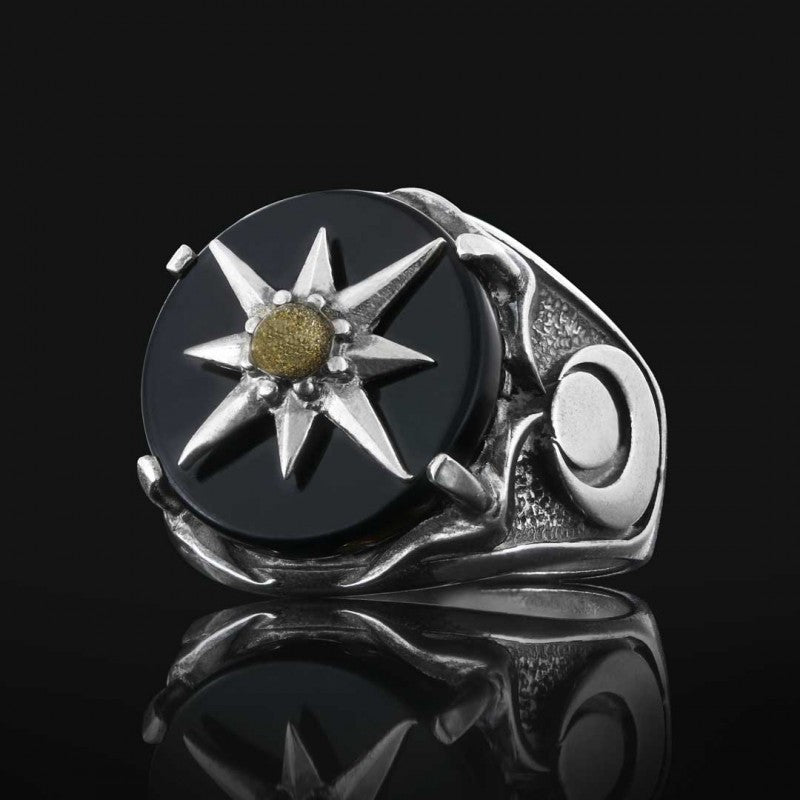 Star Motif Silver Men Ring