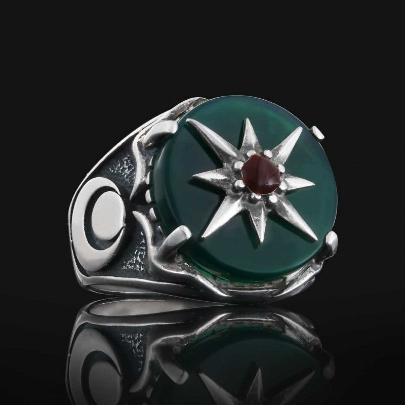 Star Motif Silver Men Ring - view 4