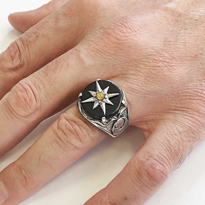 Star Motif Silver Men Ring by SWISS PLUS - Unique Design Rings - view 5
