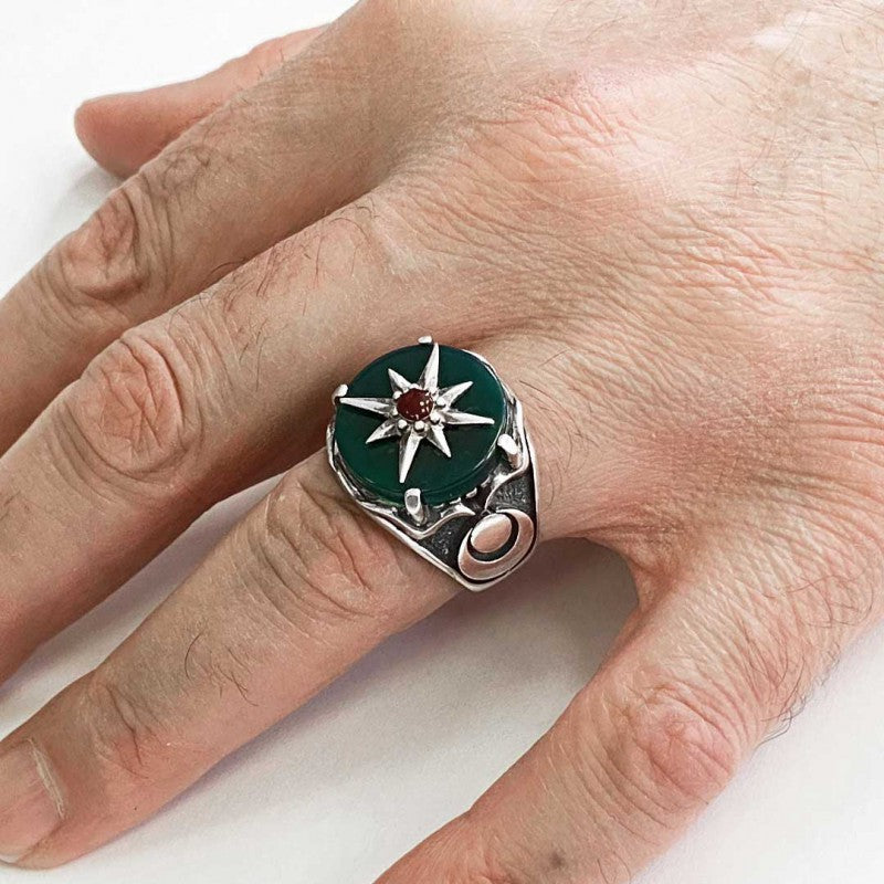 Star Motif Silver Men Ring - view 6