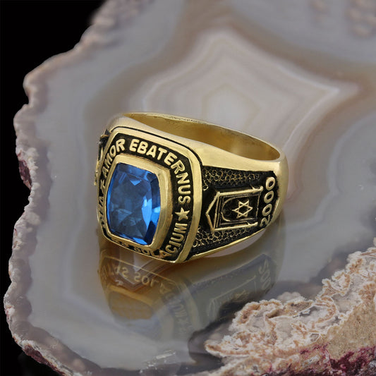 Star of David Masonic Ring, Arcane Mason Ring, Celestial Mason Brotherhood Ring - view 1