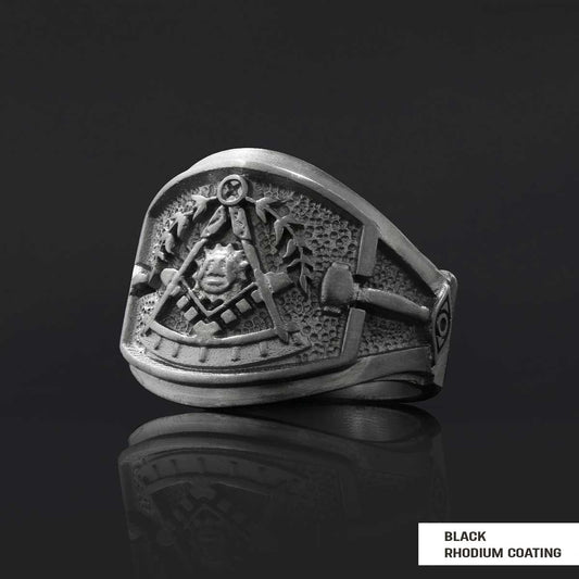Statement Masons Ring, Personalized Freemason Symbol Ring, Special Design Mason Ring - view 2