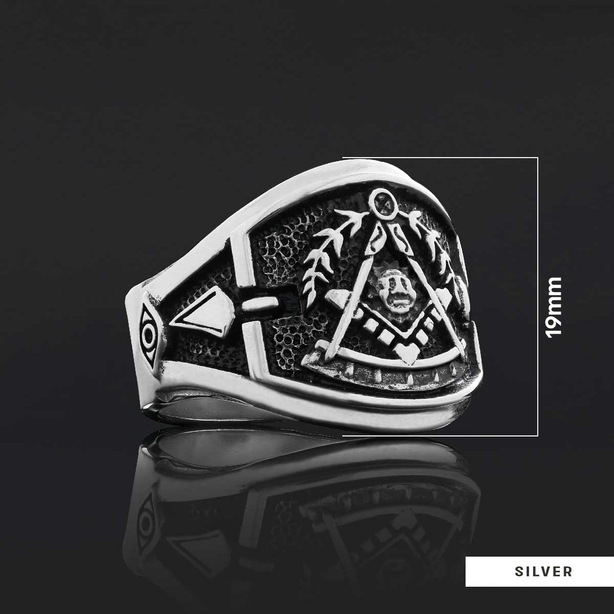 Statement Masons Ring, Personalized Freemason Symbol Ring, Special Design Mason Ring - view 5